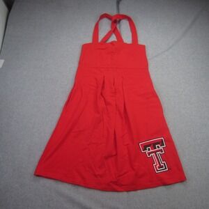 Texas Tech Red Raiders Dress Teens Medium Red Mini Pleated Halter Pockets NWT